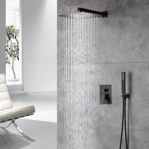 Black 20'' Rainfall Shower Head Solid Brass Square Top Sprayer With Celling Arm 