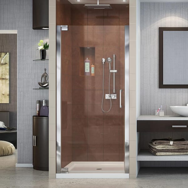 DreamLine Elegance 28-3/4 in. to 30-3/4 in. x 72 in. Semi-Frameless Pivot Shower Door in Chrome