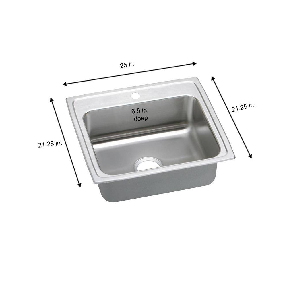 Lustertone 25" Stainless Steel Single Bowl Drop-In Sink
