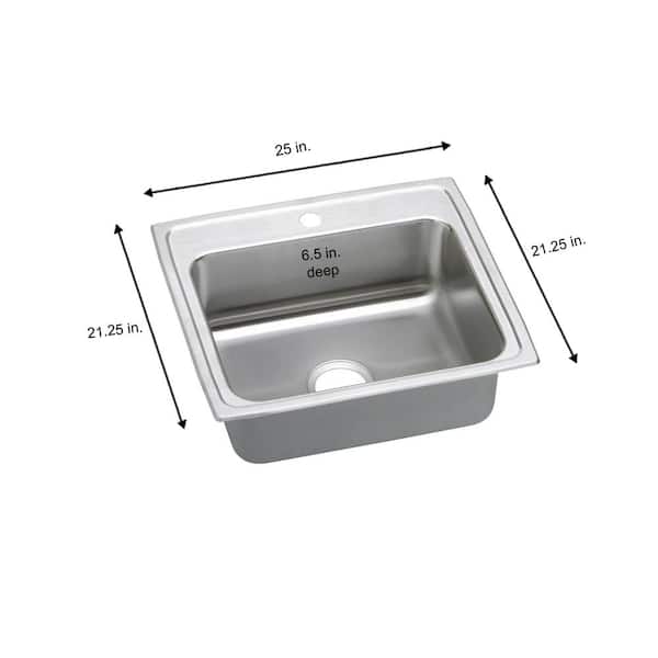 Lustertone 25 in. Drop-in Single Bowl 18-Gauge Stainless Steel Kitchen ADA Sink Only
