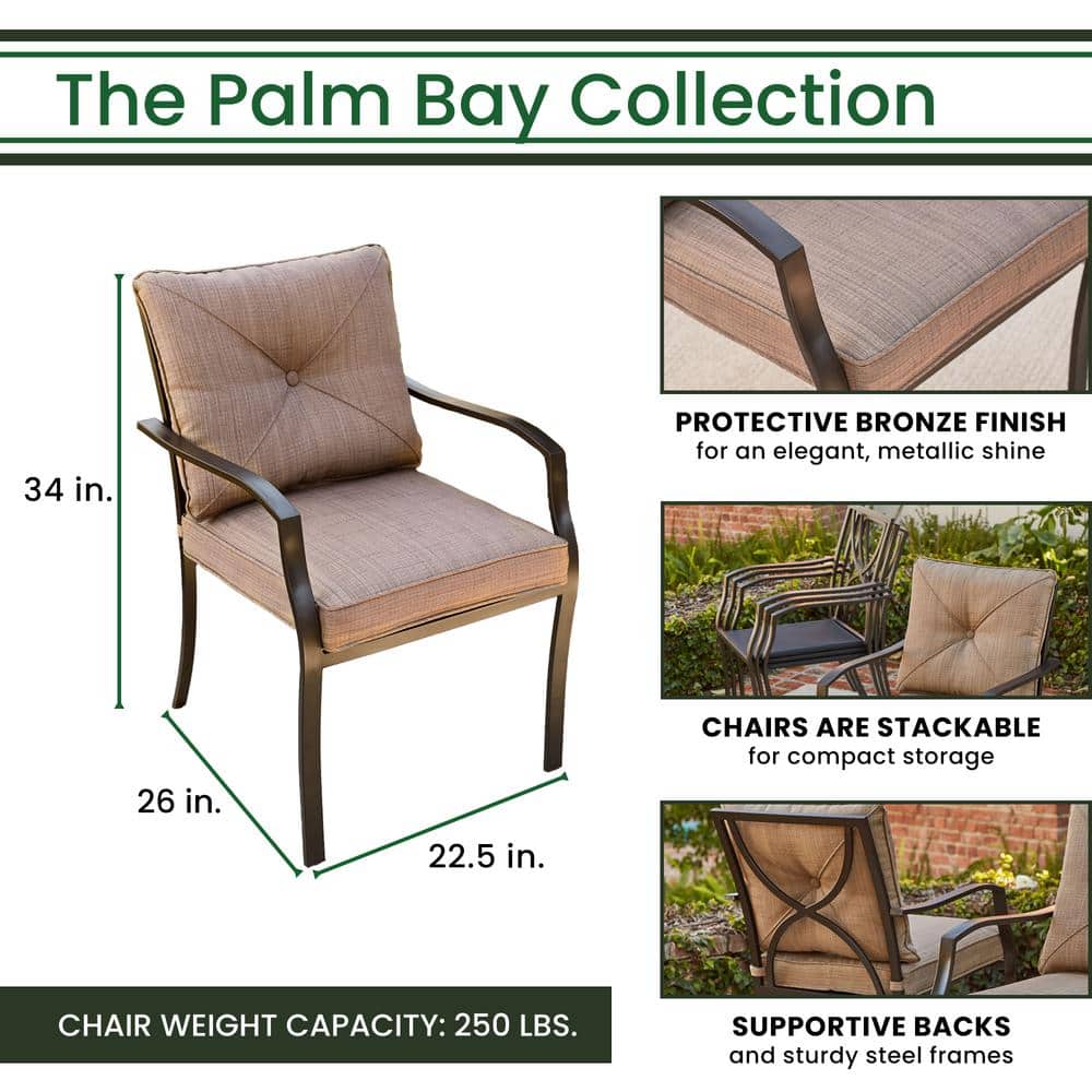Copper Bronze 4-Person Square Outdoor Dining Set with Cushions