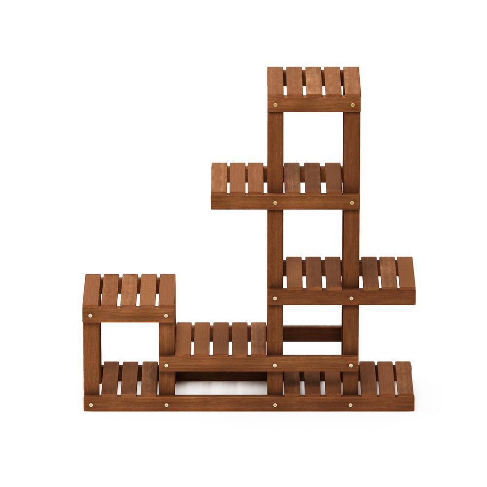 Tioman Coffee Finish 3-Tier Hardwood Plant Stand