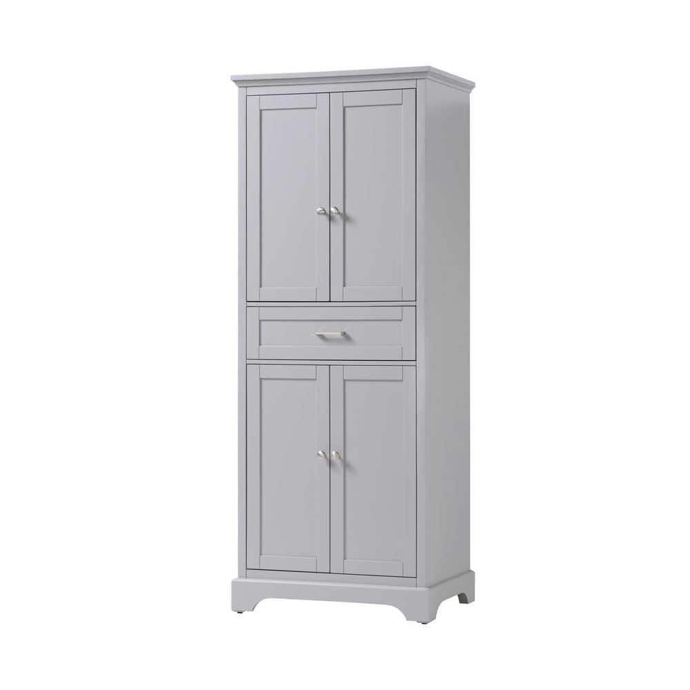 28 in. W x 20 in. D x 72 in. H Gray Freestanding Linen Cabinet