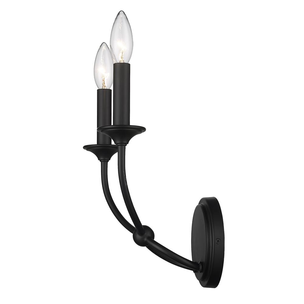 Matte Black Steel Dual Candelabra Wall Sconce