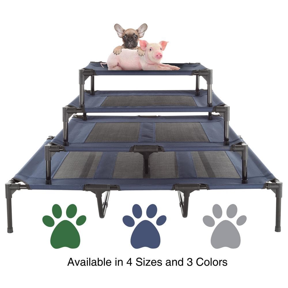 Large Navy Blue Elevated Outdoor Waterproof Pet Bed