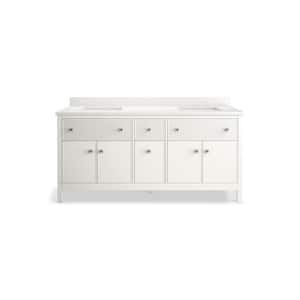 Malin By Studio McGee 72 in. Bathroom Vanity Cabinet in White With Sinks And Quartz Top