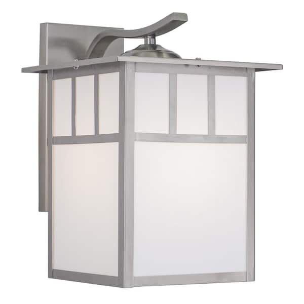 VAXCEL Mission Stainless Steel 1 Light Rectangle Outdoor Wall Lantern White Glass