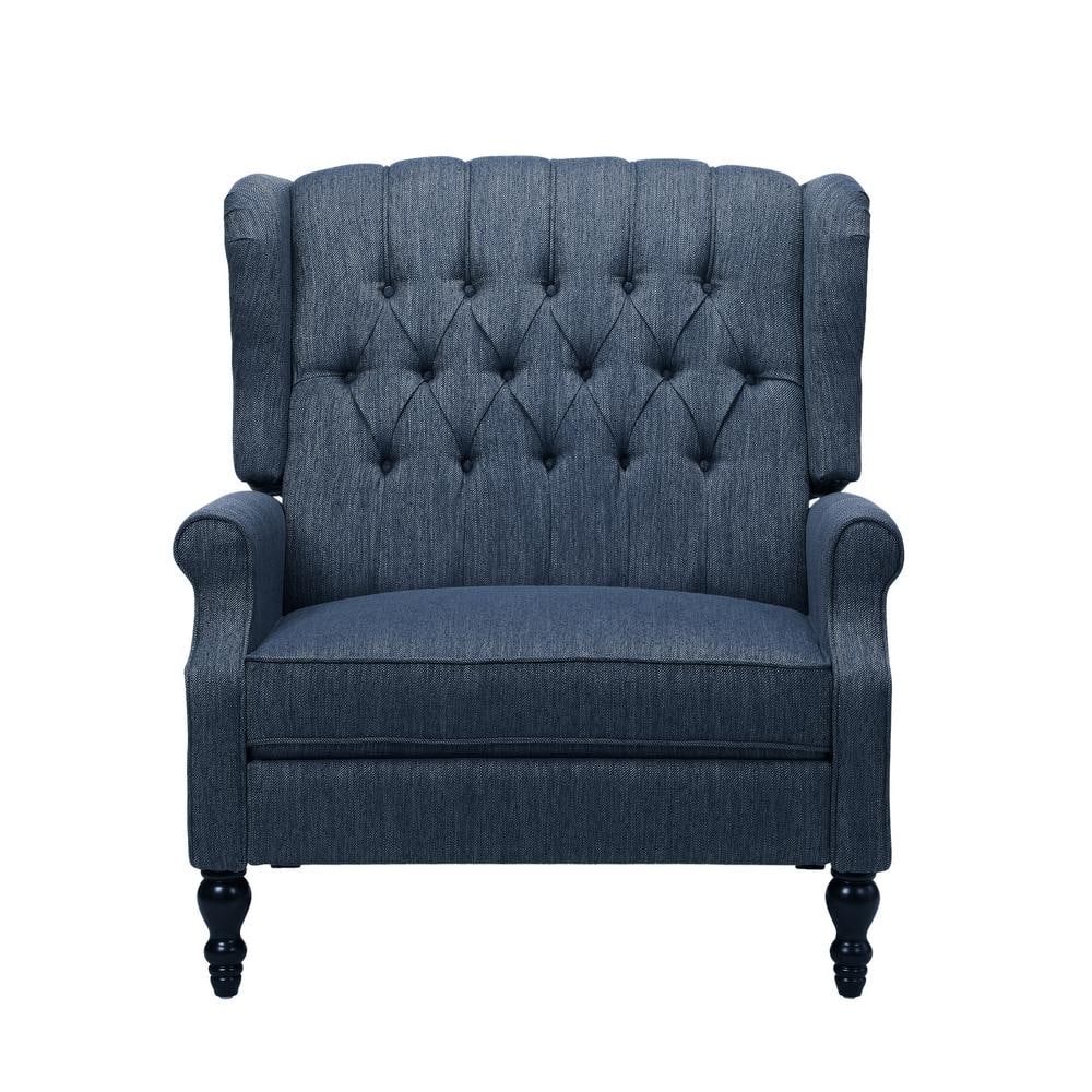 Noble House Apaloosa Navy Blue Fabric Tufted Recliner 69250 The Home