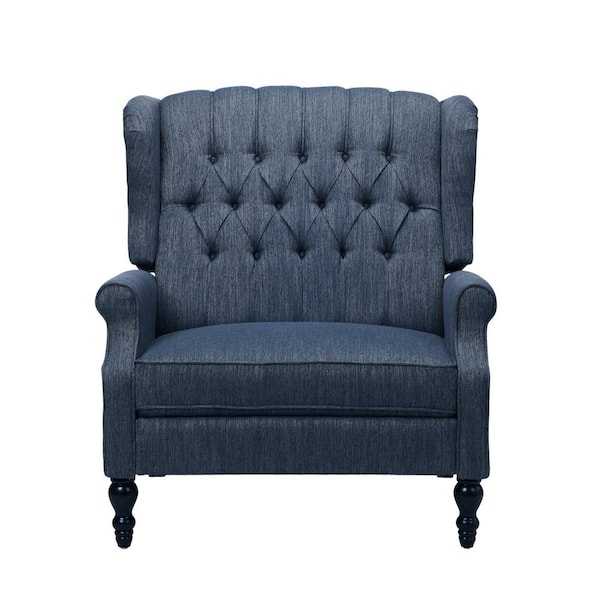 Noble House Apaloosa Navy Blue Fabric Standard (No Motion) Recliner with Tufted Cushions