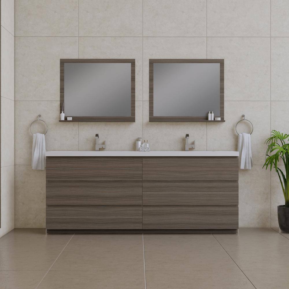 Paterno 84" Gray MDF Freestanding Double Bathroom Vanity