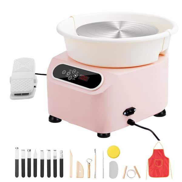 Pottery Wheel, 10 in. Pottery Forming Machine, Electric Wheel for Pottery with Foot Pedal and LCD Touch Screen, Pink