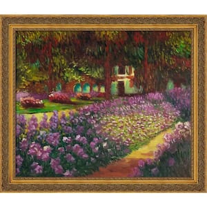 Artist's Garden at Giverny with Baroque Antique Gold Frame by Claude Monet Framed Wall Art 24 in. x 28 in.