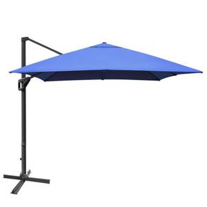 10 ft. x 13 ft. Rectangular Cantilever Patio Umbrella in Navy with 360-Degree Rotation Function