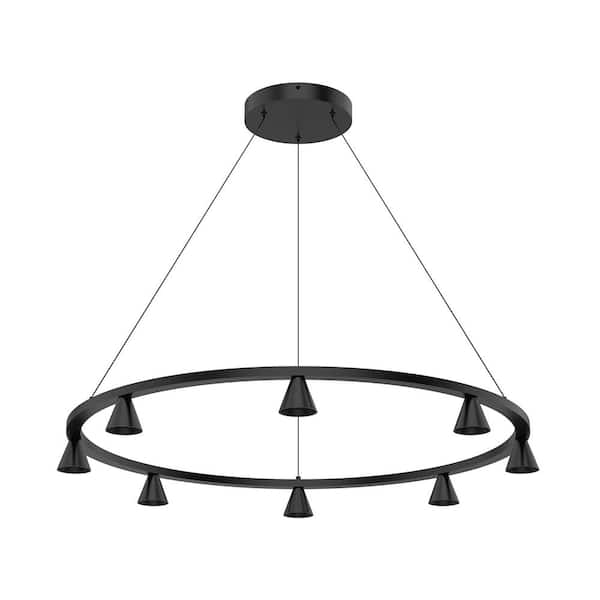 Dune 33 in. 8-Light 41-Watt Black Integrated LED Chandelier