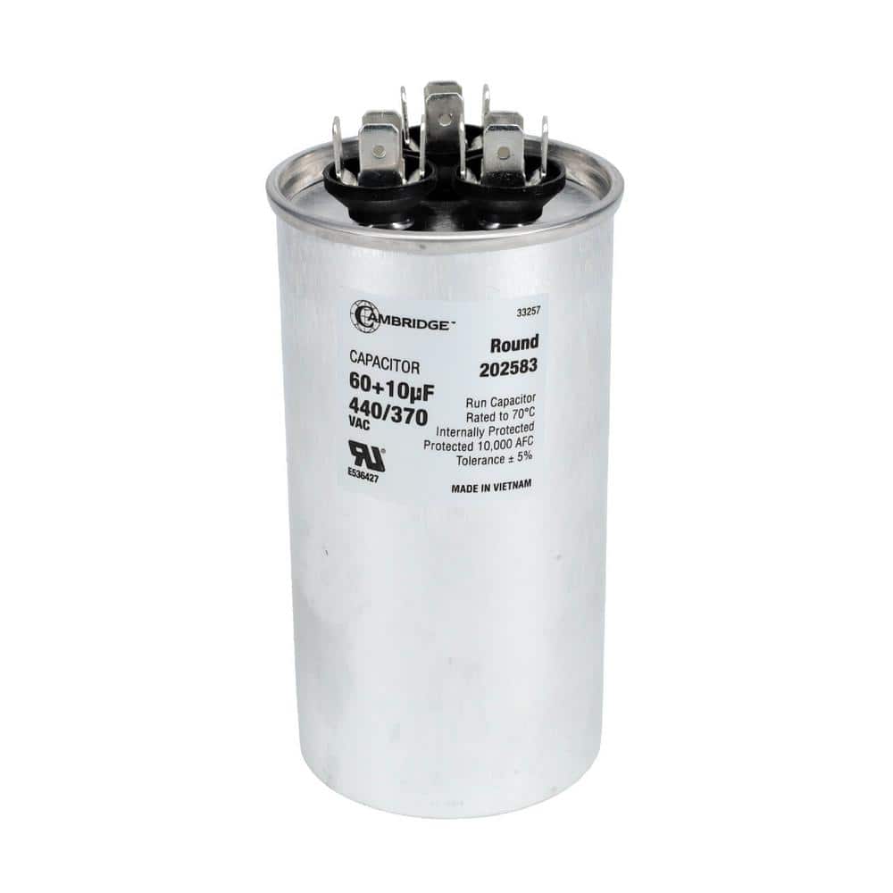 2.17 in. x 2.17 in. x 4.13 in. Aluminum 60 Plus 10 MFD, 440-Volt/370-Volt Dual Round Run Capacitor (1-Pack) price history on PriceWatchPro