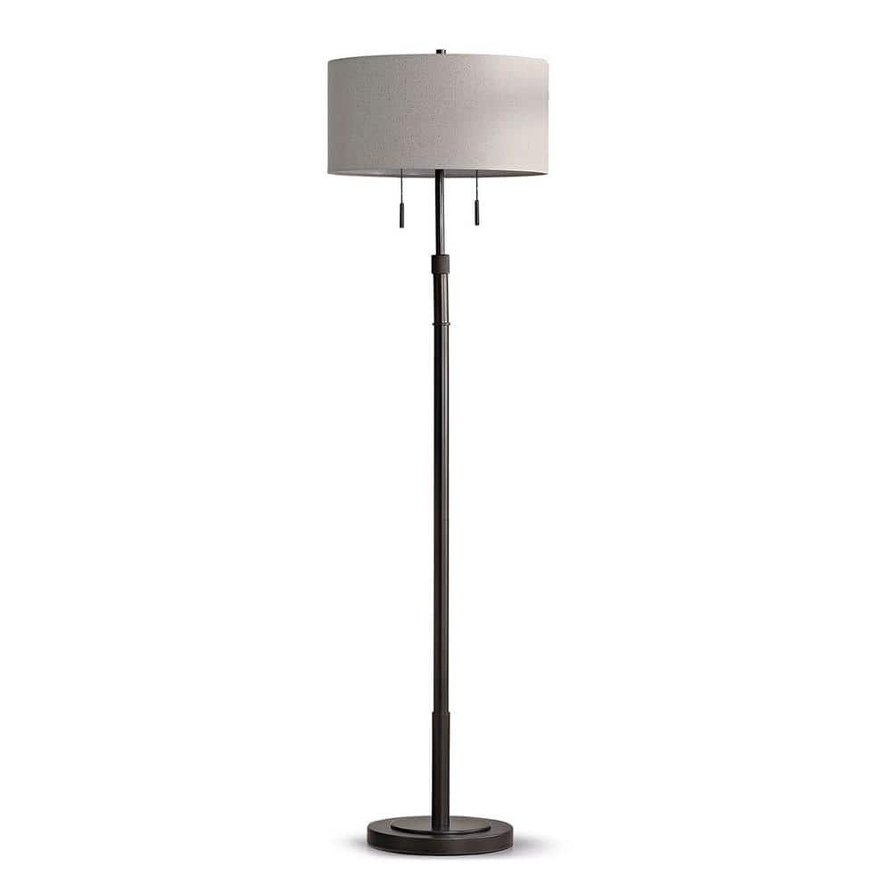 Grande 68 in. Dark Bronze 2-Lights Adjustable Height Standard Floor Lamp with Drum Tan Shade price history on PriceWatchPro