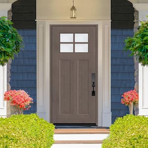 Regency 36 in. x 80 in. RHOS 4Lite 1/4 Toplite Clear Glass Ashwood Stain Fir Grain Fiberglass Prehung Front Door