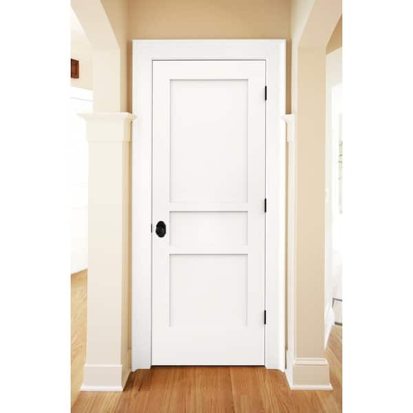 30 in. x 80 in. Tria Modern White Left-Hand Mirrored Glass Molded Composite Single Prehung Interior Door
