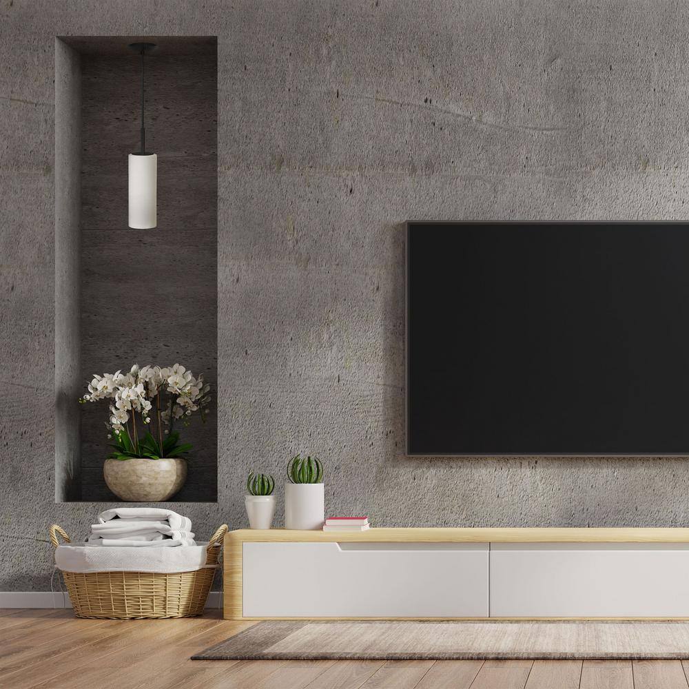 Paza 46" Matte Black Modern Pendant with White Glass Shade