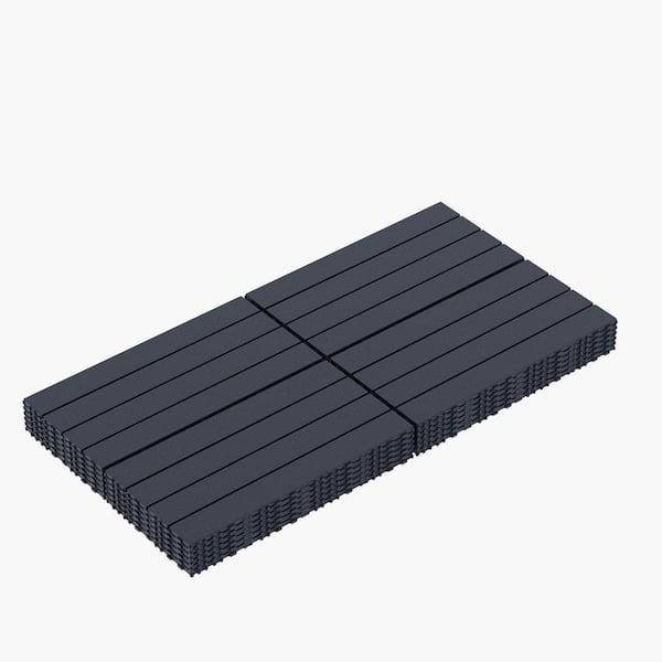 COOLSHARK 12 in. x 24 in. Outdoor PP Polypropylene Patio Interlocking Deck Tiles Flooring, Dark Gray (24-Pieces)