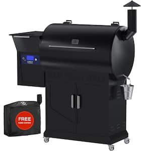 697 sq. in. Wood Pellet Grill and Smoker with cabinet storage PID, Black