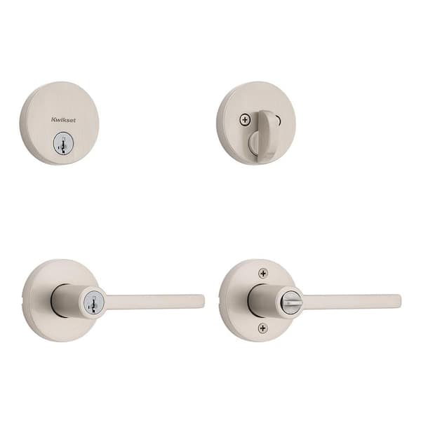 【kys】 Kwikset Casey Satin Brass Square Keyed Entry Door Handle Single