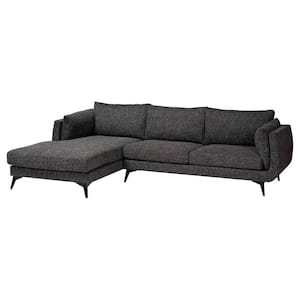 Cantu 105 in. Fabric Sectional Sofa in Dark Gravel Grey