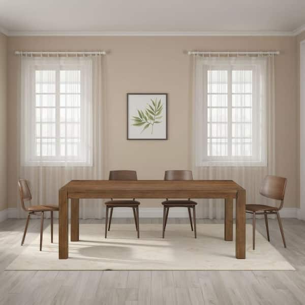 Benjara Enix Chestnut Brown Wood 78 in. 4-Legs Dining Table Seats 6