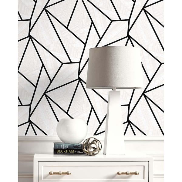 Ebony and Morning Fog Metro Vector Unpasted Nonwoven Paper Wallpaper Roll 57.5 sq. ft.