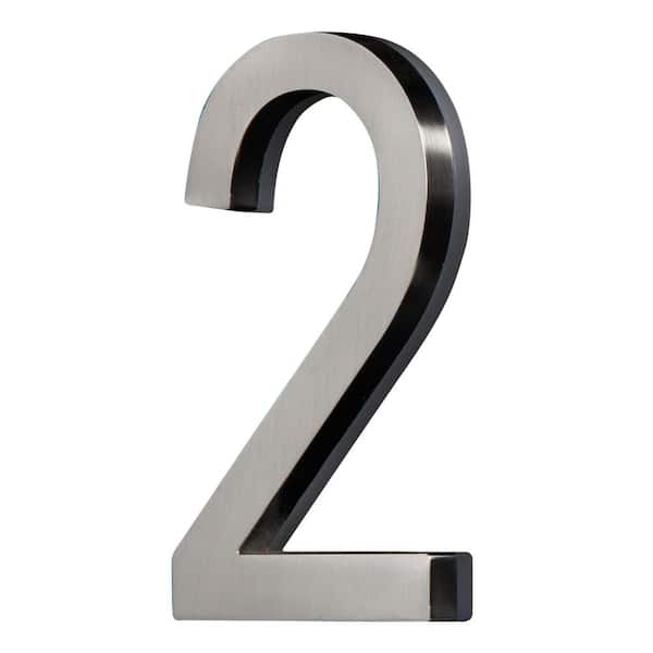 KLASSEN BRONZE LIMITED 5 in. Satin Nickel LED Backlit House Number 2