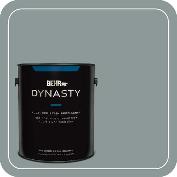BEHR DYNASTY 1 gal. #ECC-61-3 Evening Fog Satin Enamel Interior Stain-Blocking Paint and Primer