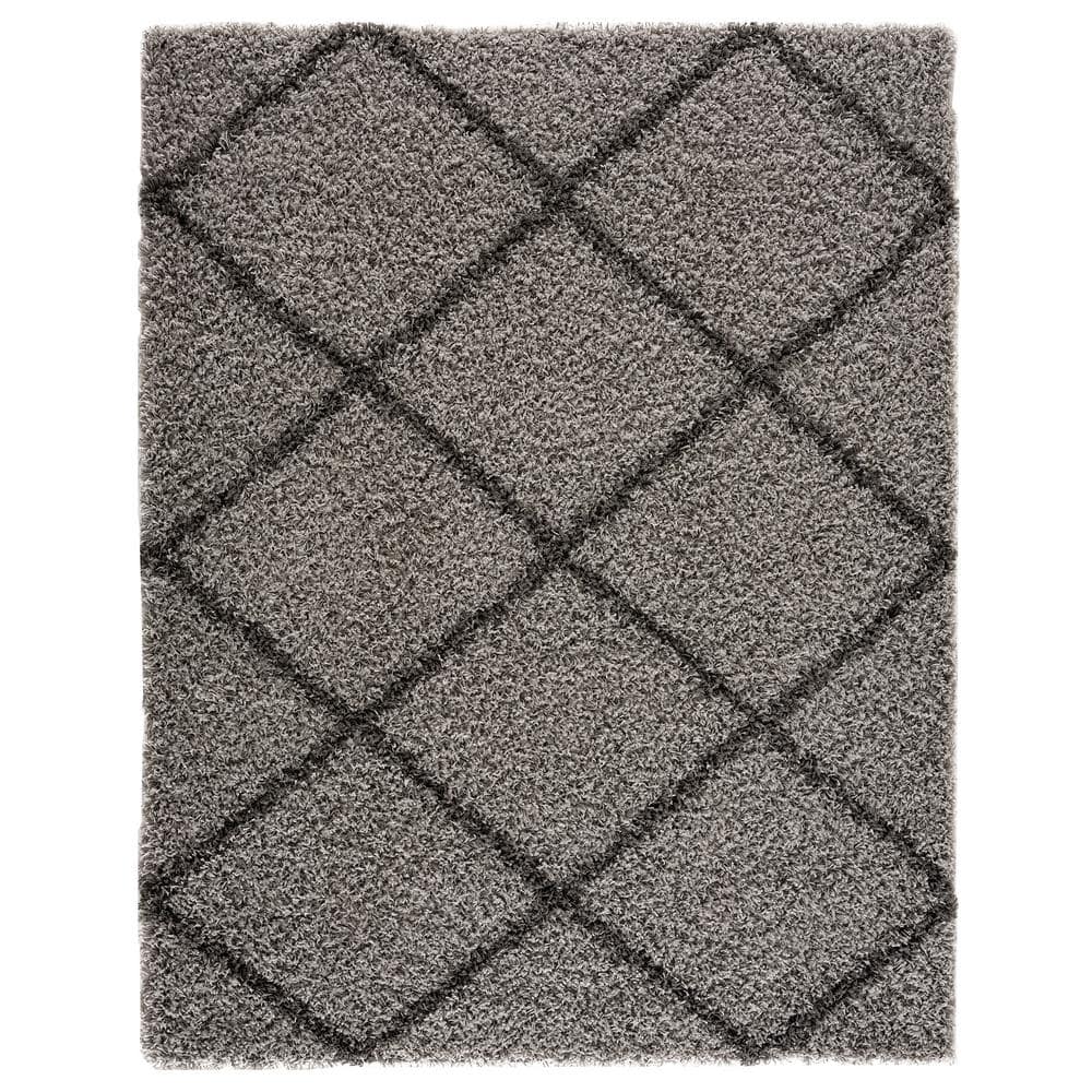 MSRUGS Moon Trellis Shaggy Collection Cozy Modern Contemporary Shag Area Rug - Gray and Dark Gray 3 x5