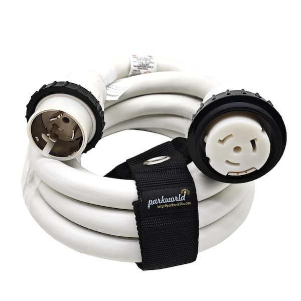 parkworld 15 ft. 6/4 50 Amp 125/250-Volt Twist Lock SS2-50 Maine Power Cordsets Outdoor 50 Amp Marine/Boat Extension Cord, White