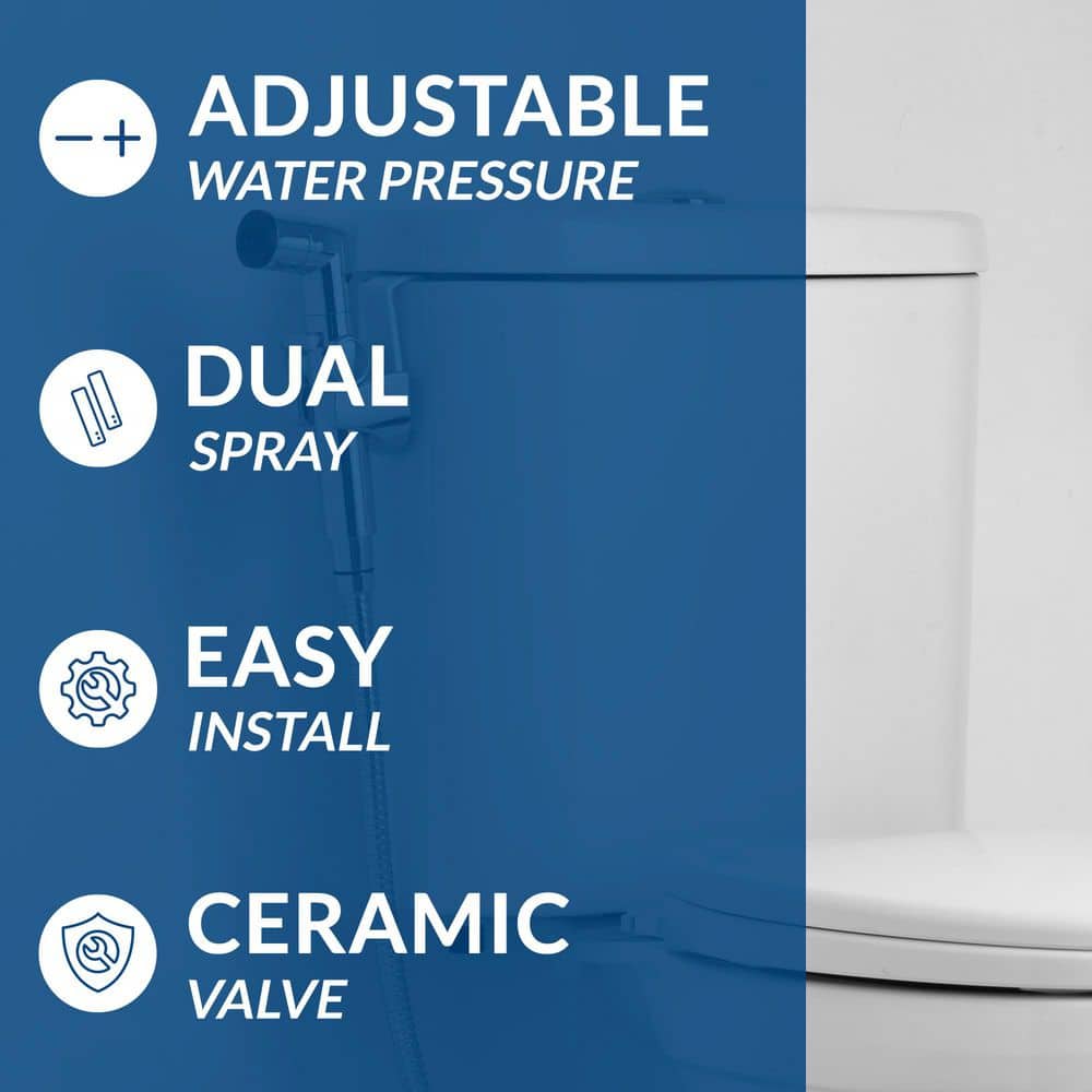 Chrome Handheld Bidet Sprayer with Stainless Steel Hose