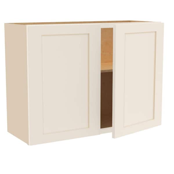 Home Decorators Collection Newport 33 in. W x 12 in. D x 24 in. H Assembled Plywood Wall Bridge Kitchen Cabinet in Blended Cream with Soft Close