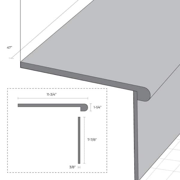 Arista 7" Russo Stair Tread 11.8 in. x 47 in. and Riser 7.9 in. x 47 in. Textured Wood Look Laminate Moulding/Trim
