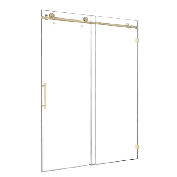 Mediterraneo 60 in. W x 77.38 in. H Semi-Frameless Sliding Shower Door in Gold