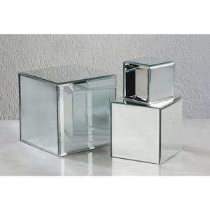 Clear Square Glass Mirror Display Stands (Set of 3)