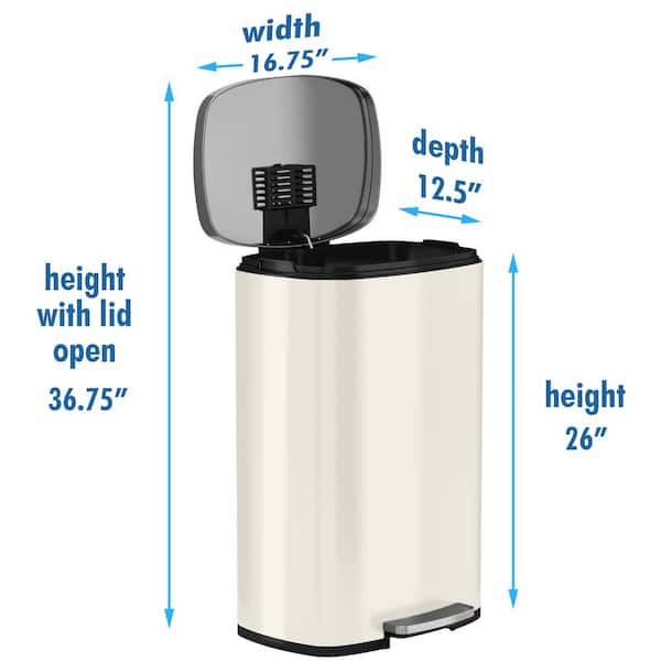 SoftStep 13.2 Gal. Stainless Steel Step Trash Can with Inner Bucket for  Office and Kitchen