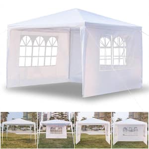 10 ft. x 10 ft. Canopy Party Tent Event Tent Outdoor White Gazebo Party Wedding Tent with 3 Side Walls