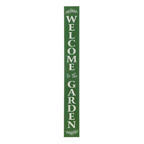 Glitzhome 60 in. H Green Oversized Wooden "Welcome to the Garden" Porch Sign (KD)