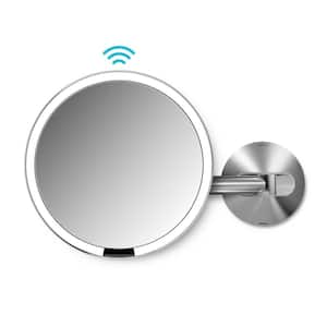 Wall-Mount Lighted Sensor-Activated Vanity Makeup Mirror in Brushed Stainless Steel
