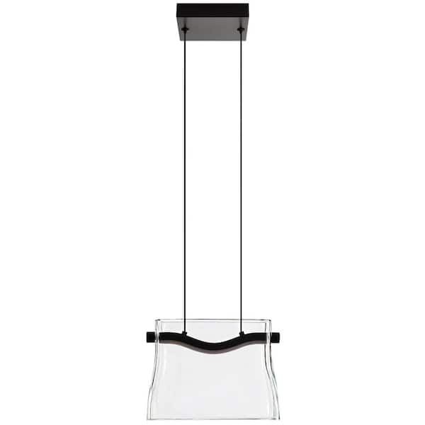 20-Watt 1-Light Textured Black Modern Integrated LED Mini Pendant Light with Clear Glass Shade