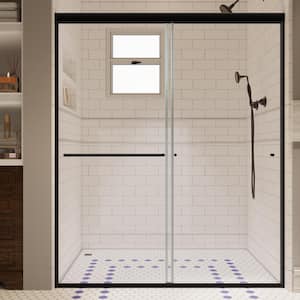 56-60 in. W x 72 in. H Sliding Framed Shower Door in Matte Black with 1/4 in. (6 mm) Tempered Clear Glass