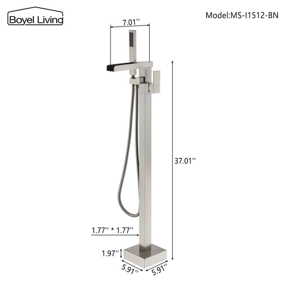 Brushed Nickel Modern Freestanding Tub Faucet with Hand Shower