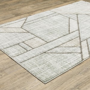 Chateau Gray/Beige 8 ft. x 11 ft. Distressed Geometric Polypropylene Indoor Area Rug