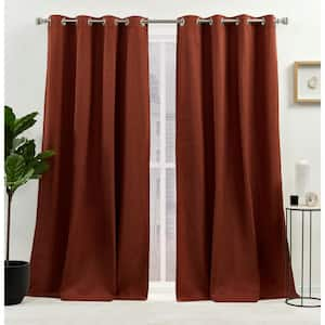 Sawyer Brick Red Solid Light Filtering Grommet Top Curtain, 52 in. W x 96 in. L (Set of 2)