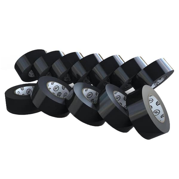 0.75 in. x 66 ft. Electrical Tape Black 12-Pack Waterproof High Temp UL/CSA Listed Flame Retardant UV Protection