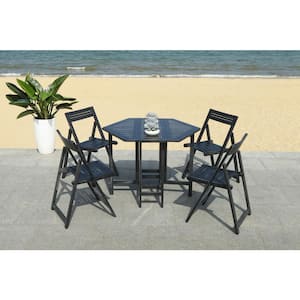 Kerman Black 5-Piece Wood Outdoor Dining Set