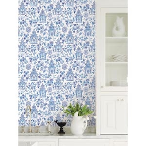 Blue Danson Peel and Stick Wallpaper Sample